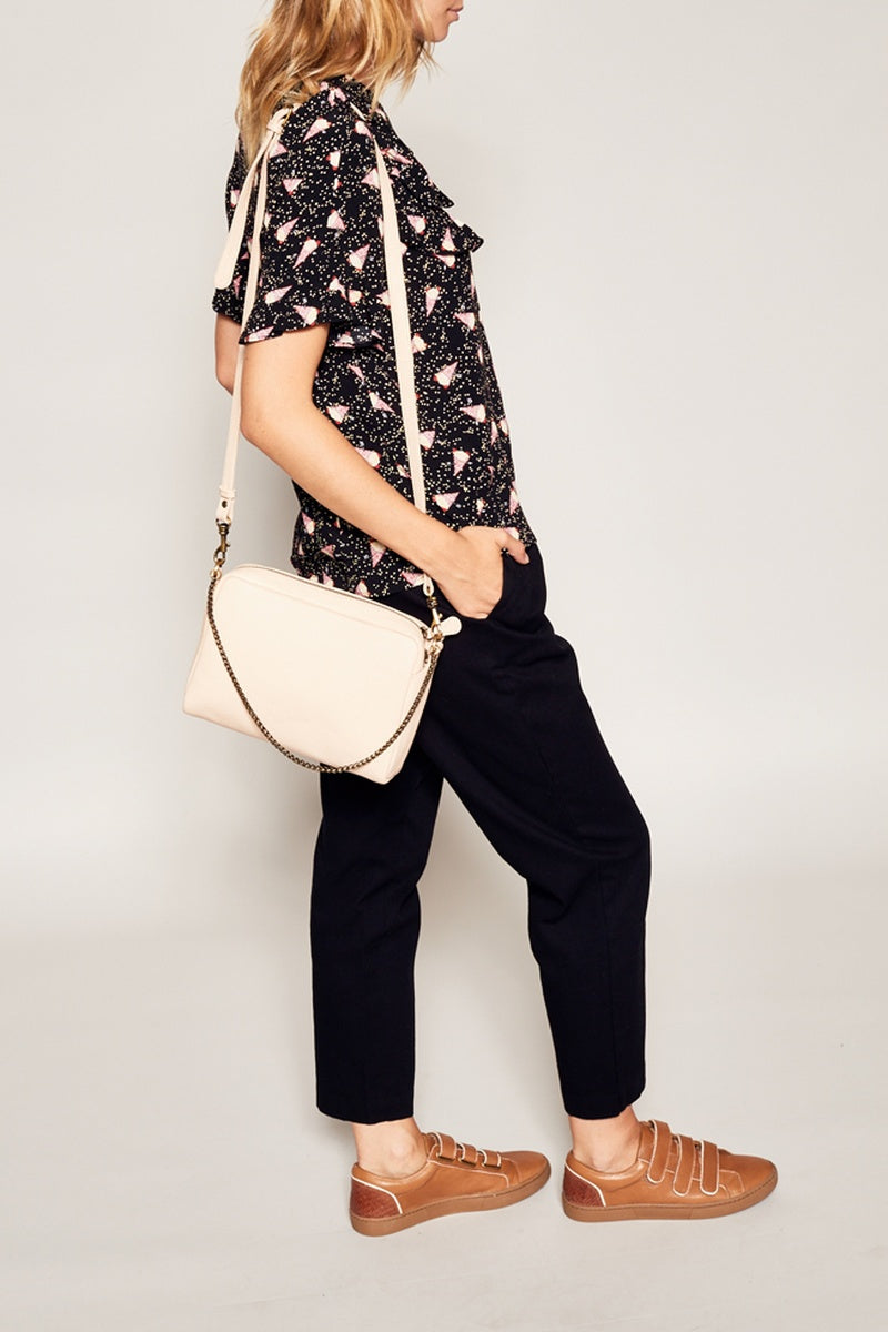 Leather Shoulder Bag - Nude