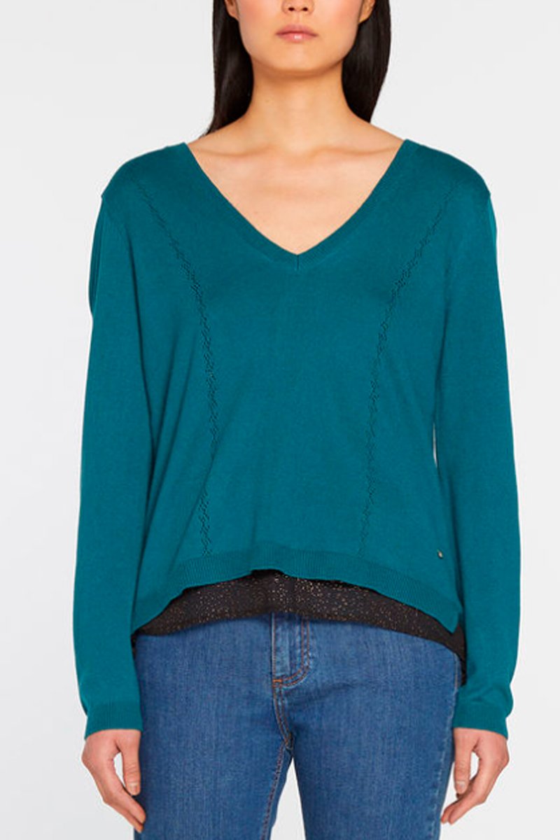 Trompe L'Œil Sweater - Duck Blue