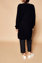 Gilet Long En Laine Et Mohair - Noir