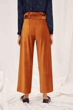 Wide Legs 7/8 Trousers In Corduroy - Red
