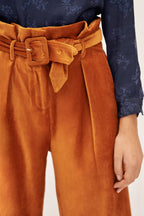 Wide Legs 7/8 Trousers In Corduroy - Red