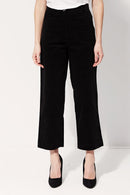 Pantalon Wide Legs En Velours Taille Haute Peterson - Noir
