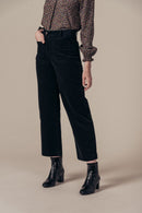 Pantalon Wide Legs En Velours Taille Haute Peterson - Noir