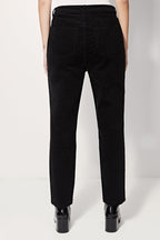 Panthere High Waisted Straight Velvet Trousers - Black