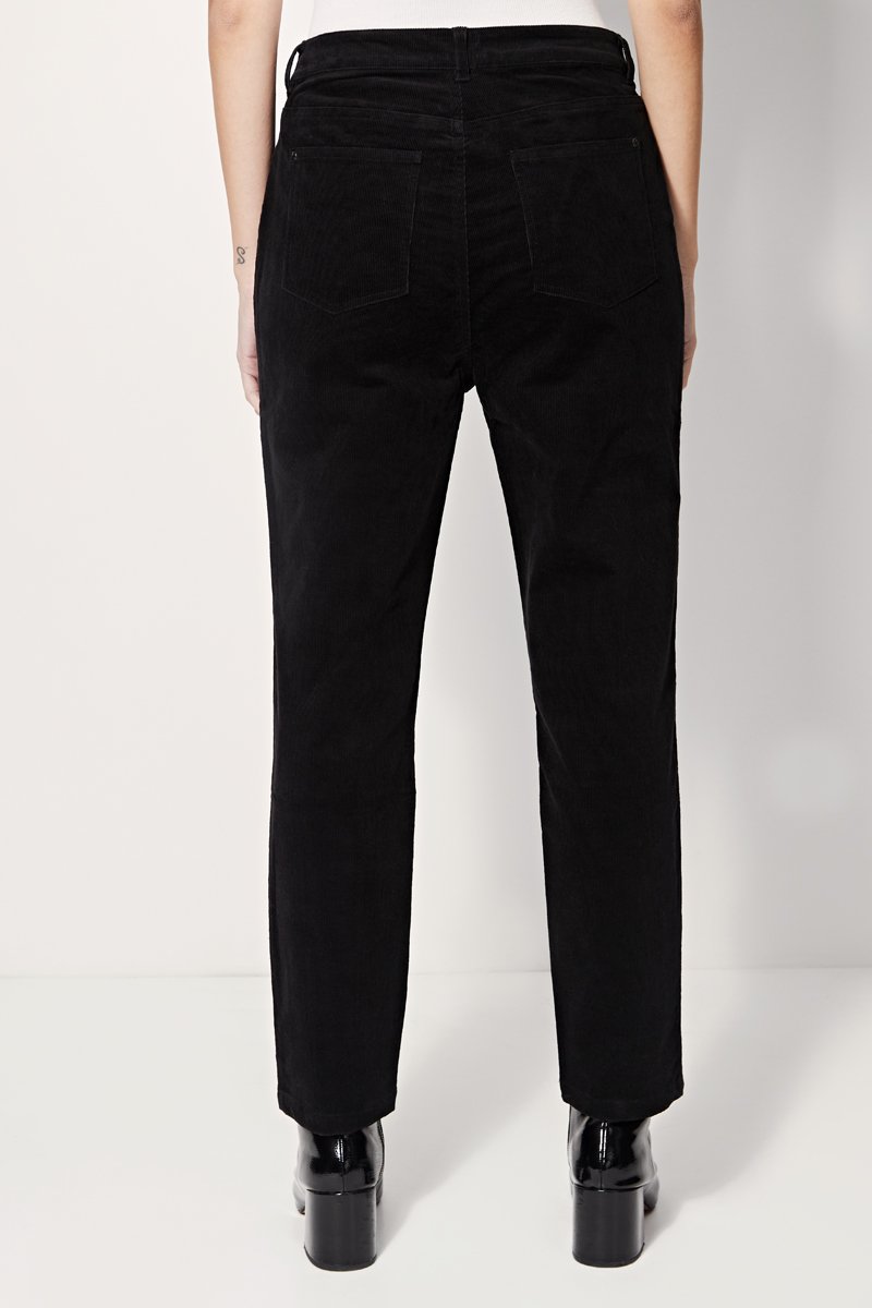 Panthere High Waisted Straight Velvet Trousers - Black