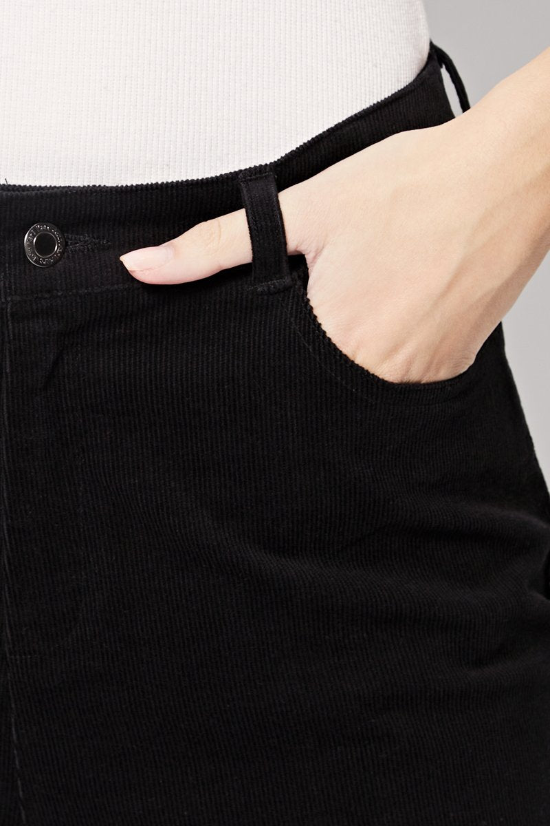 Panthere High Waisted Straight Velvet Trousers - Black