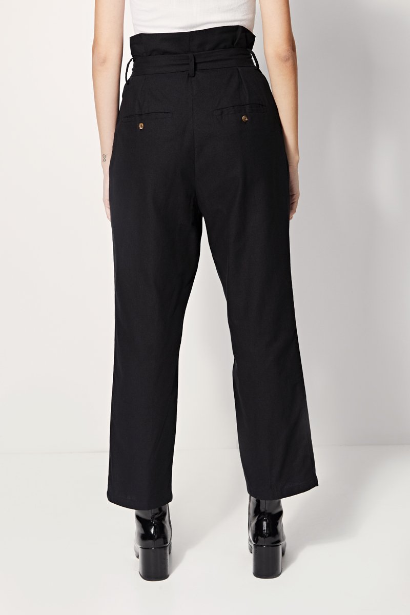 Patachon High-Waisted Straight Leg Trousers - Black