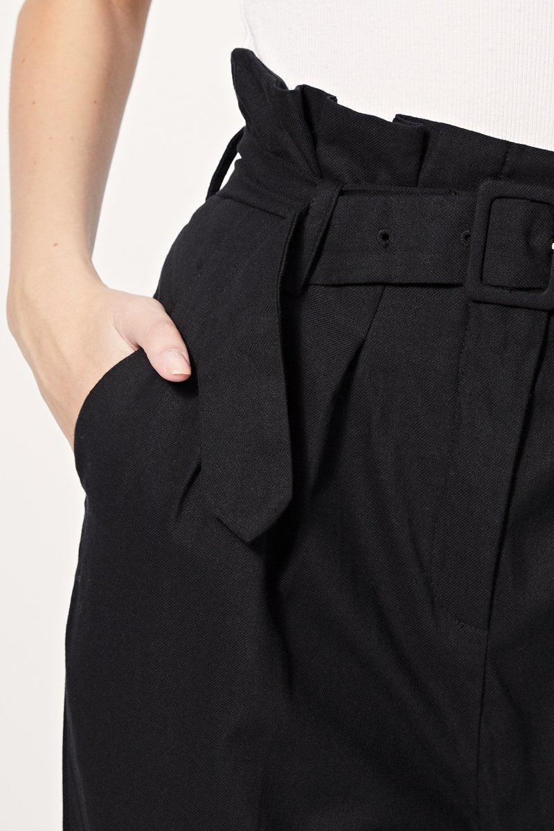 Patachon High-Waisted Straight Leg Trousers - Black