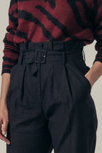 Patachon High-Waisted Straight Leg Trousers - Black