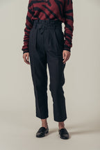 Patachon High-Waisted Straight Leg Trousers - Black