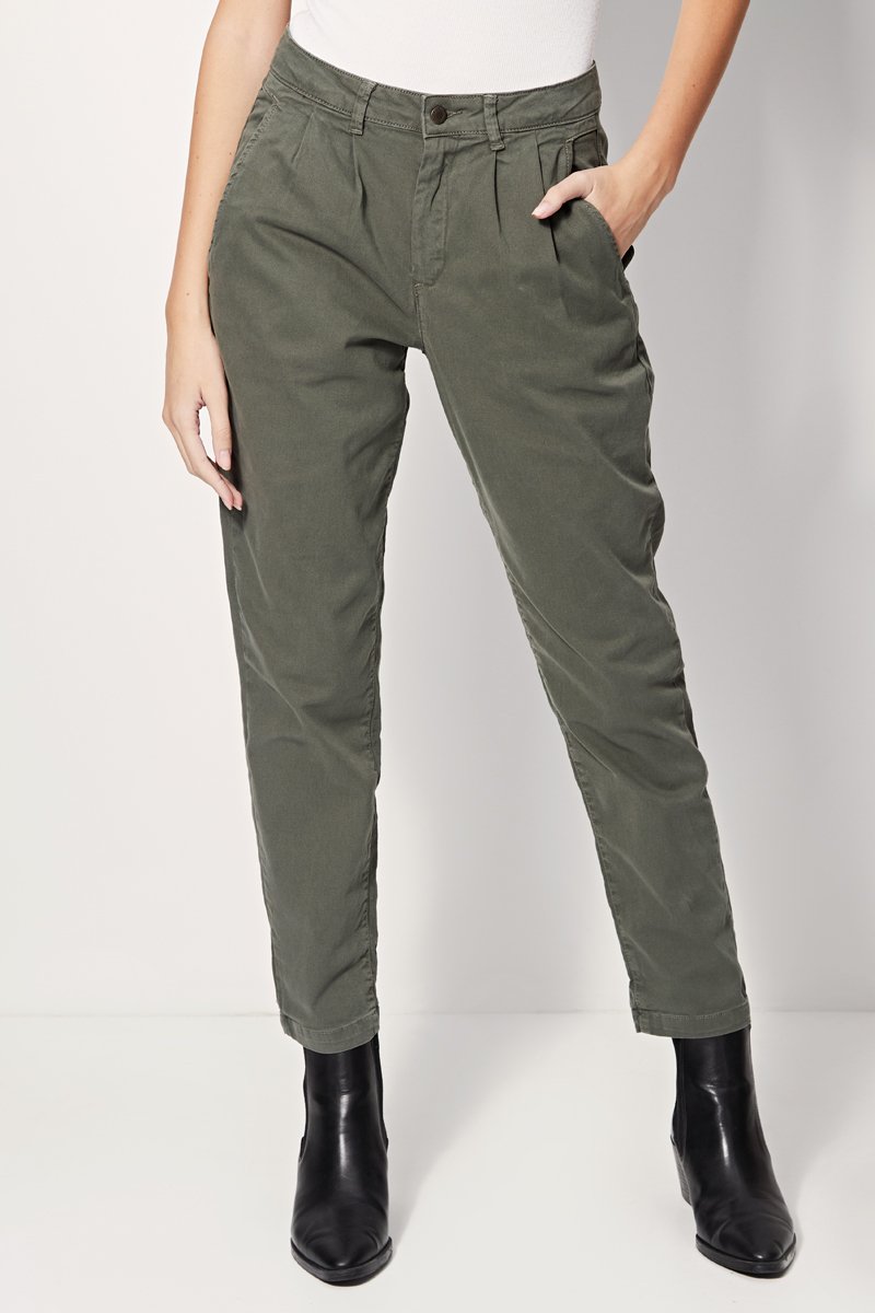 Pantalon Carotte Taille Haute Prusse - Kaki