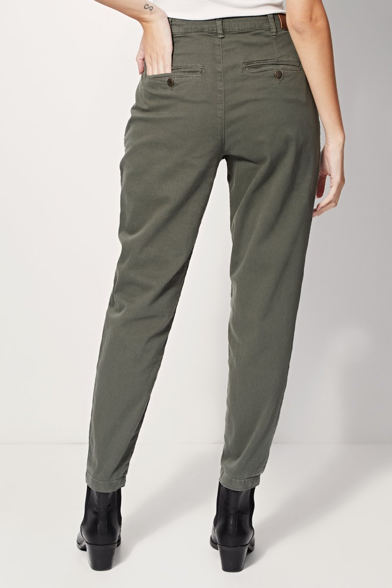 Pantalon Carotte Taille Haute Prusse - Kaki