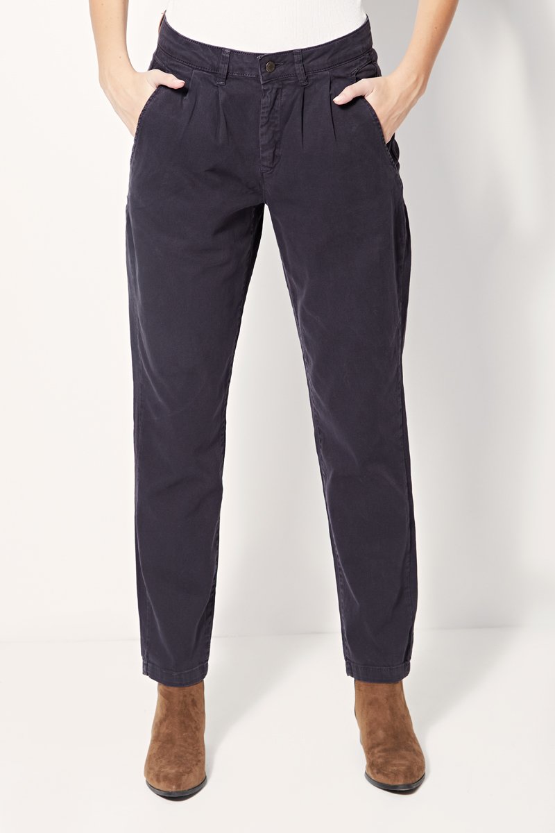 Pantalones Prussia De Cintura Alta Carrot - Azul Marino
