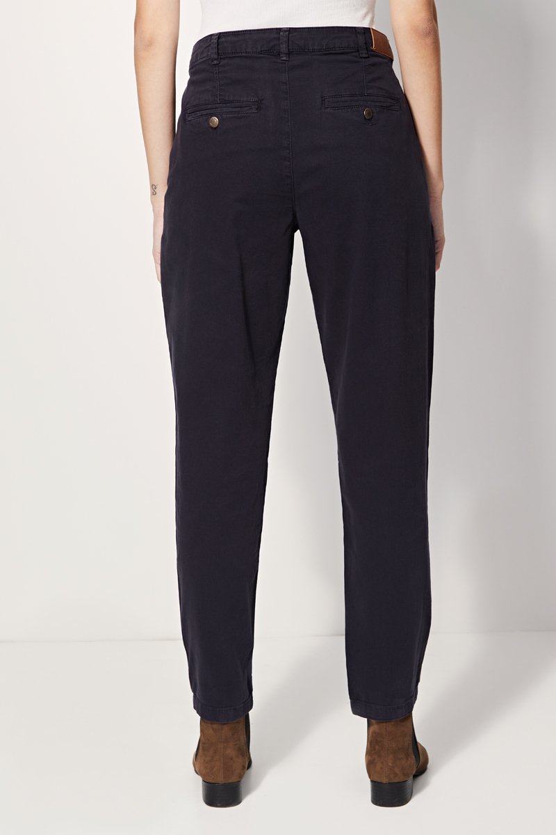 Pantalon Carotte Taille Haute Prusse - Bleu Marine