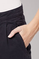 Pantalon Carotte Taille Haute Prusse - Bleu Marine