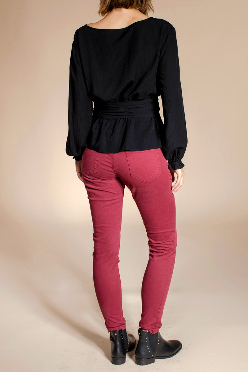 Pantalon Slim Pommette - Rose Foncé