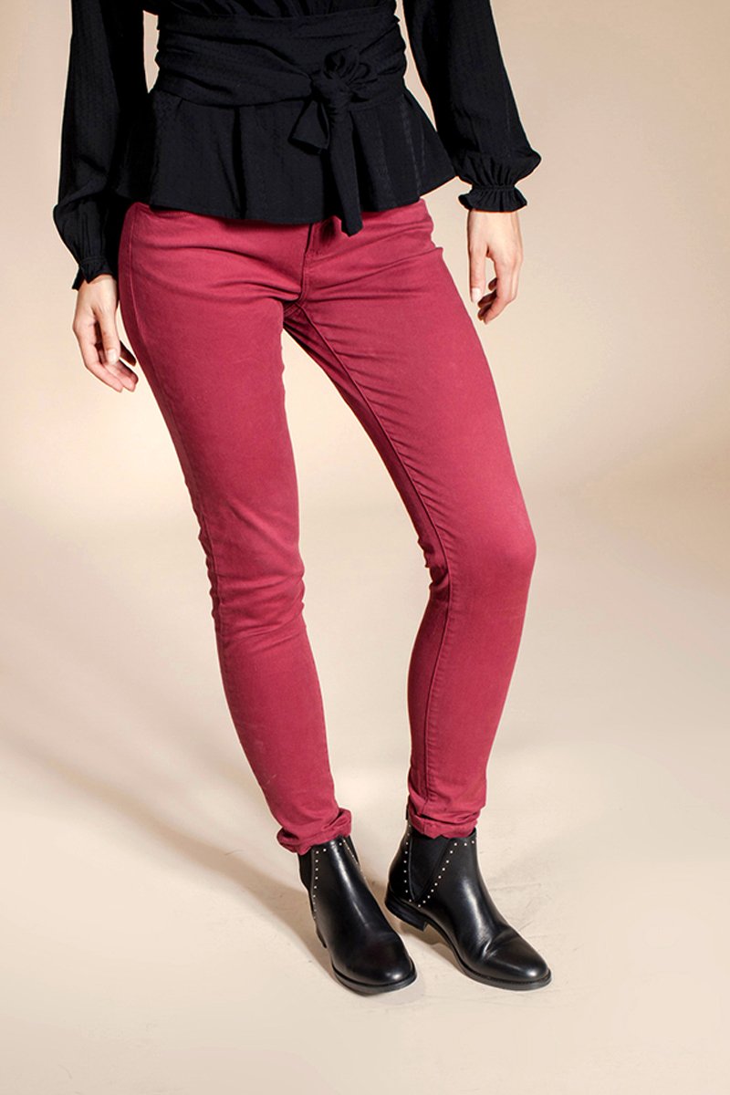 Pantalon Slim Pommette - Rose Foncé