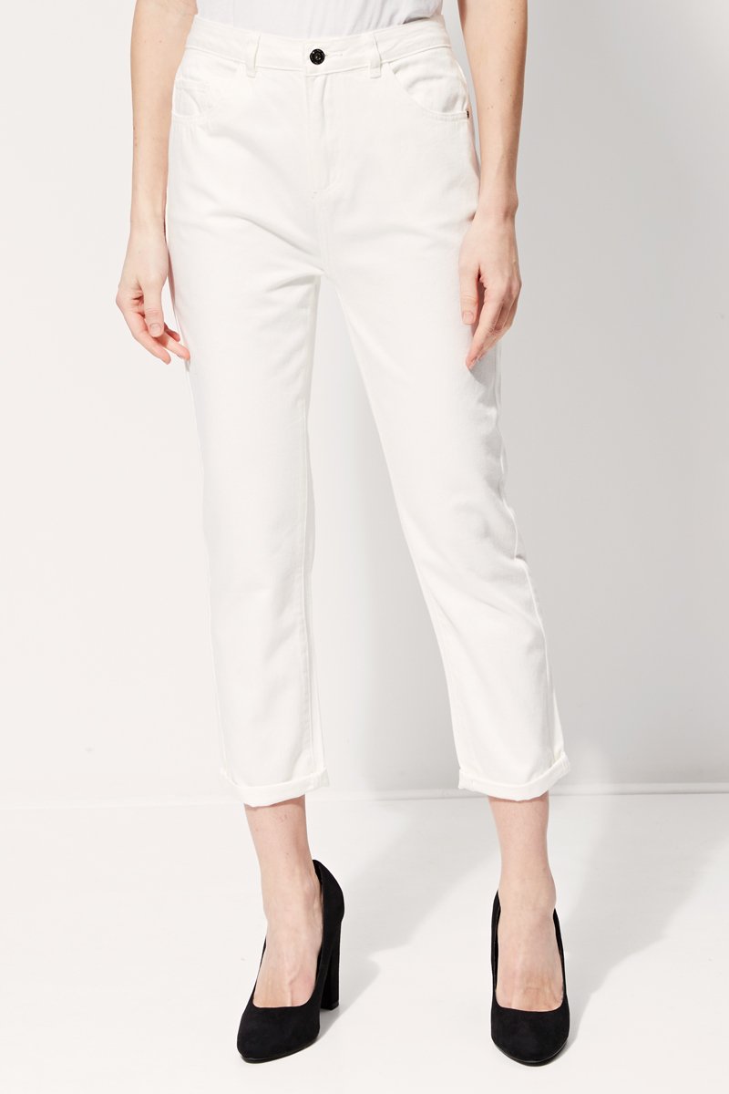 Jean Droit Taille Haute Pitt - Blanc