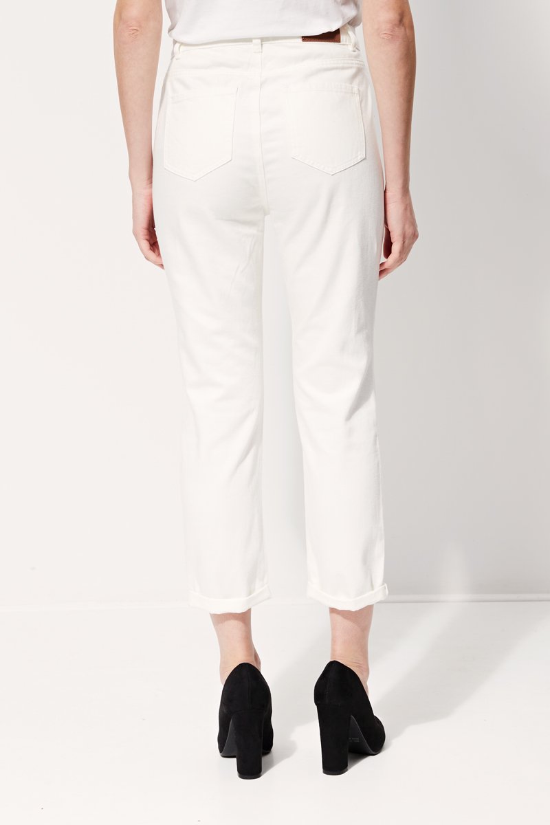 Jean Droit Taille Haute Pitt - Blanc