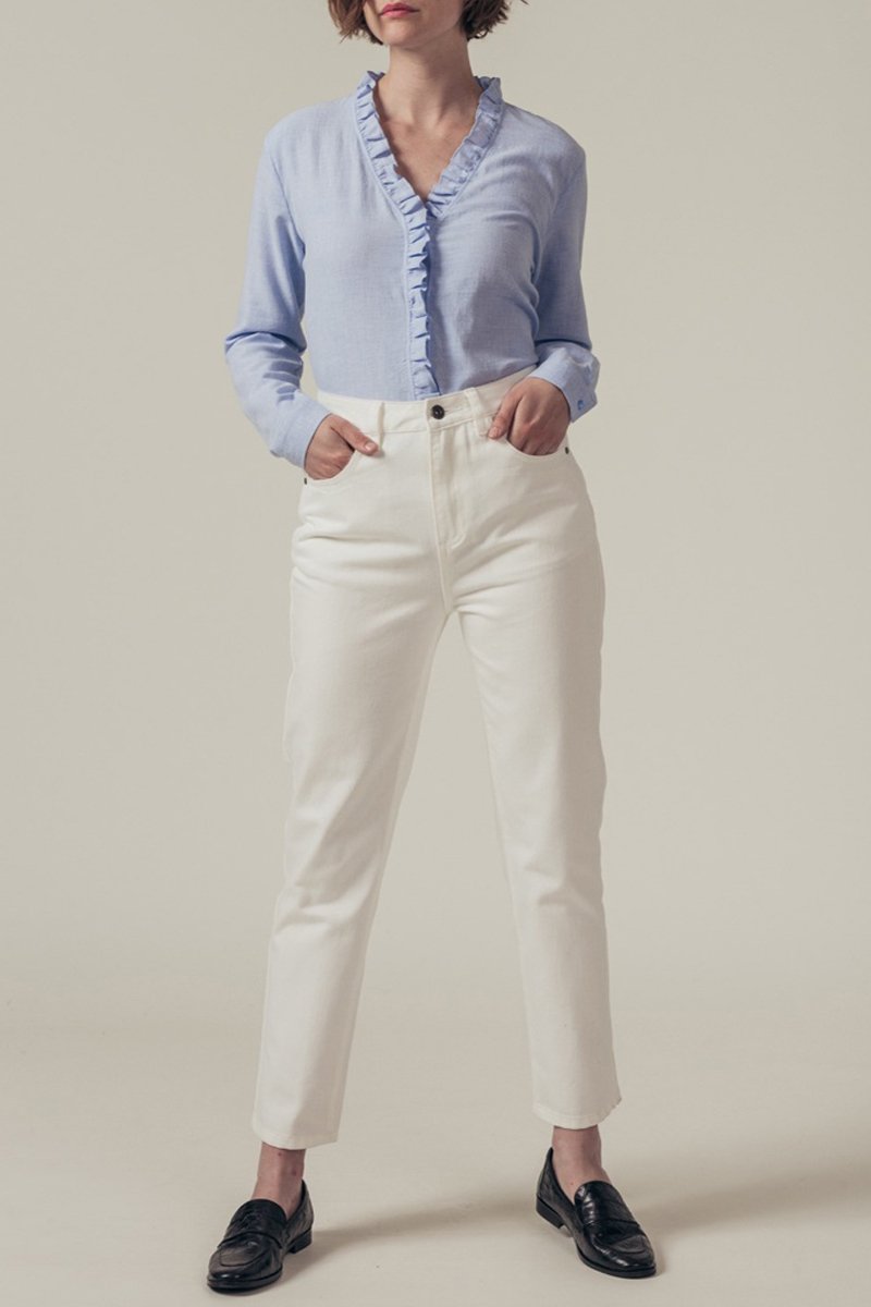 Jean Droit Taille Haute Pitt - Blanc