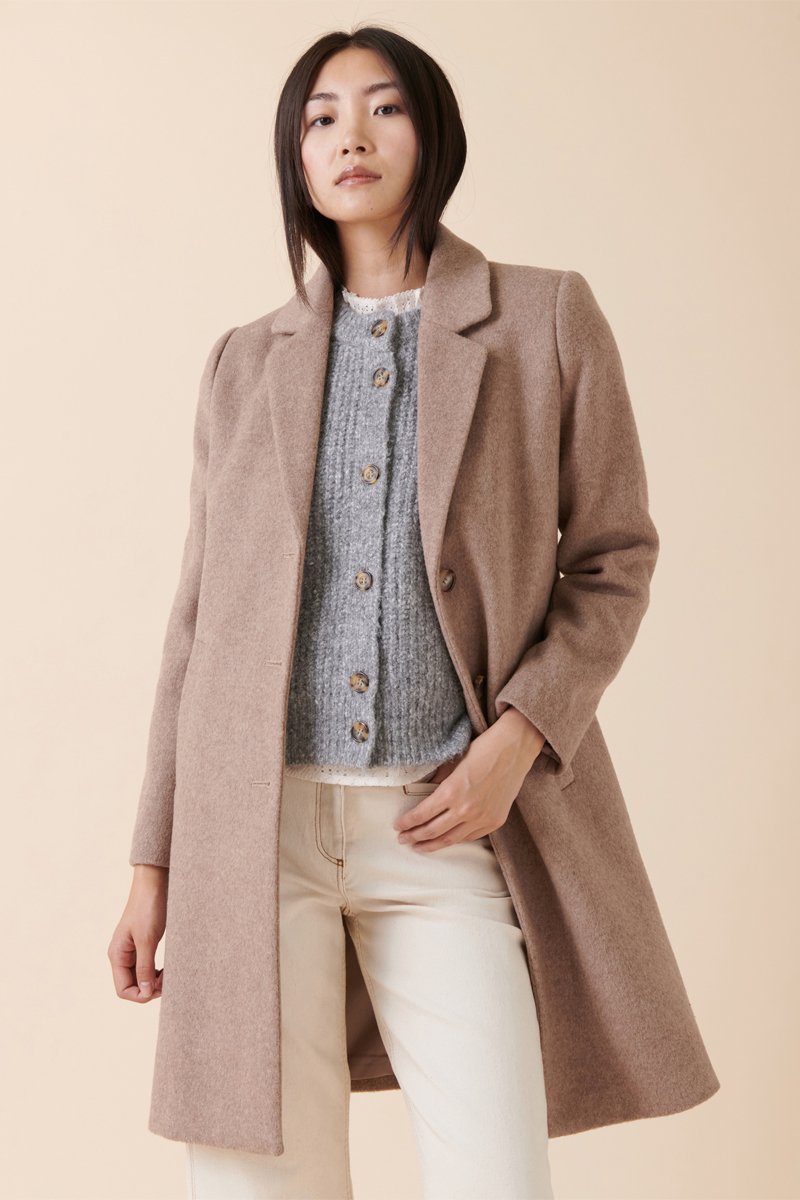 Manteau En Laine Laurent - Taupe