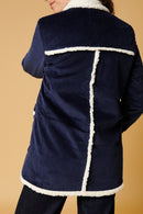 Manteau En Velours Côtelé - Bleu Marine