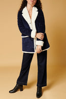 Manteau En Velours Côtelé - Bleu Marine