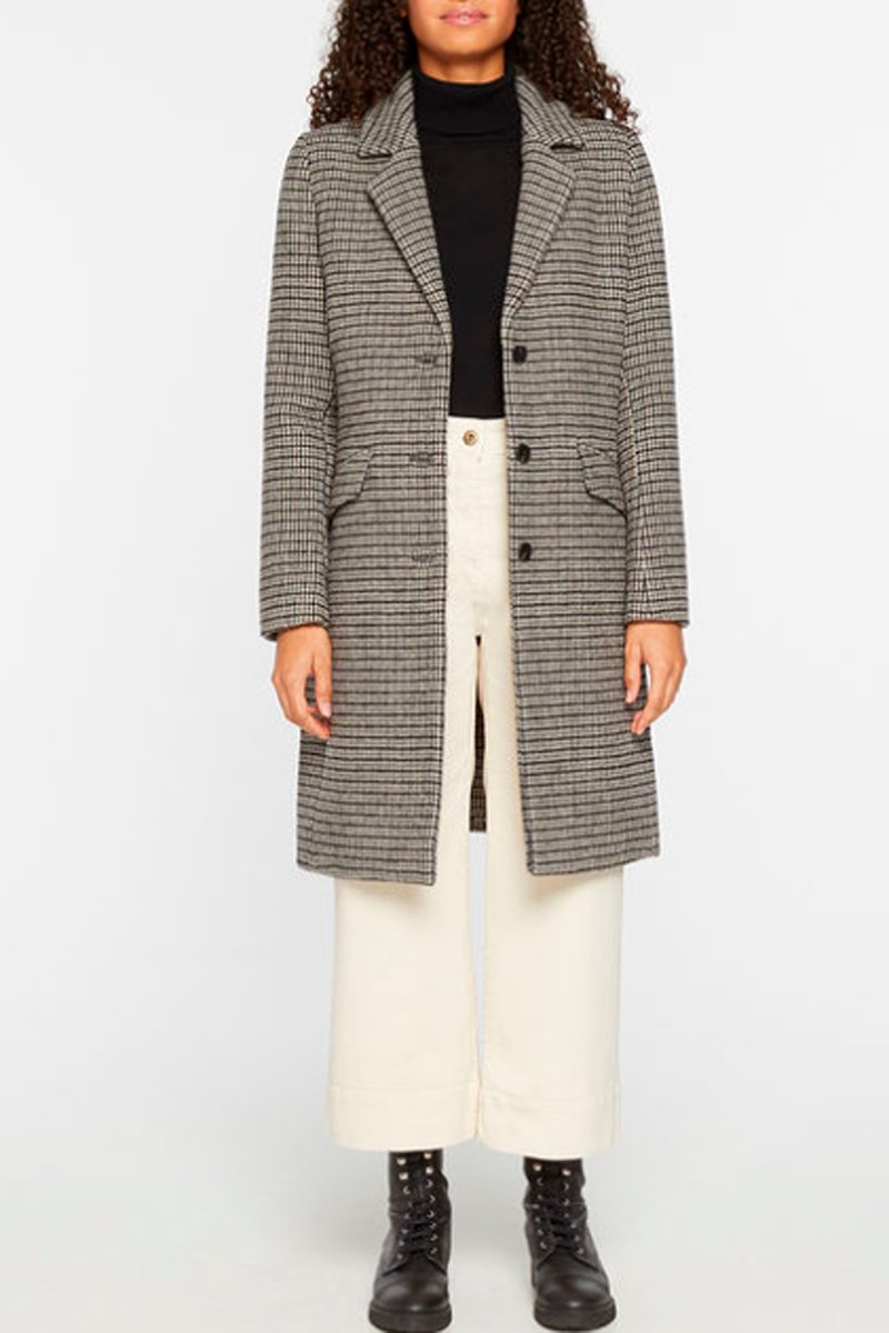 Manteau En Laine Recyclée - Blanc Et Noir