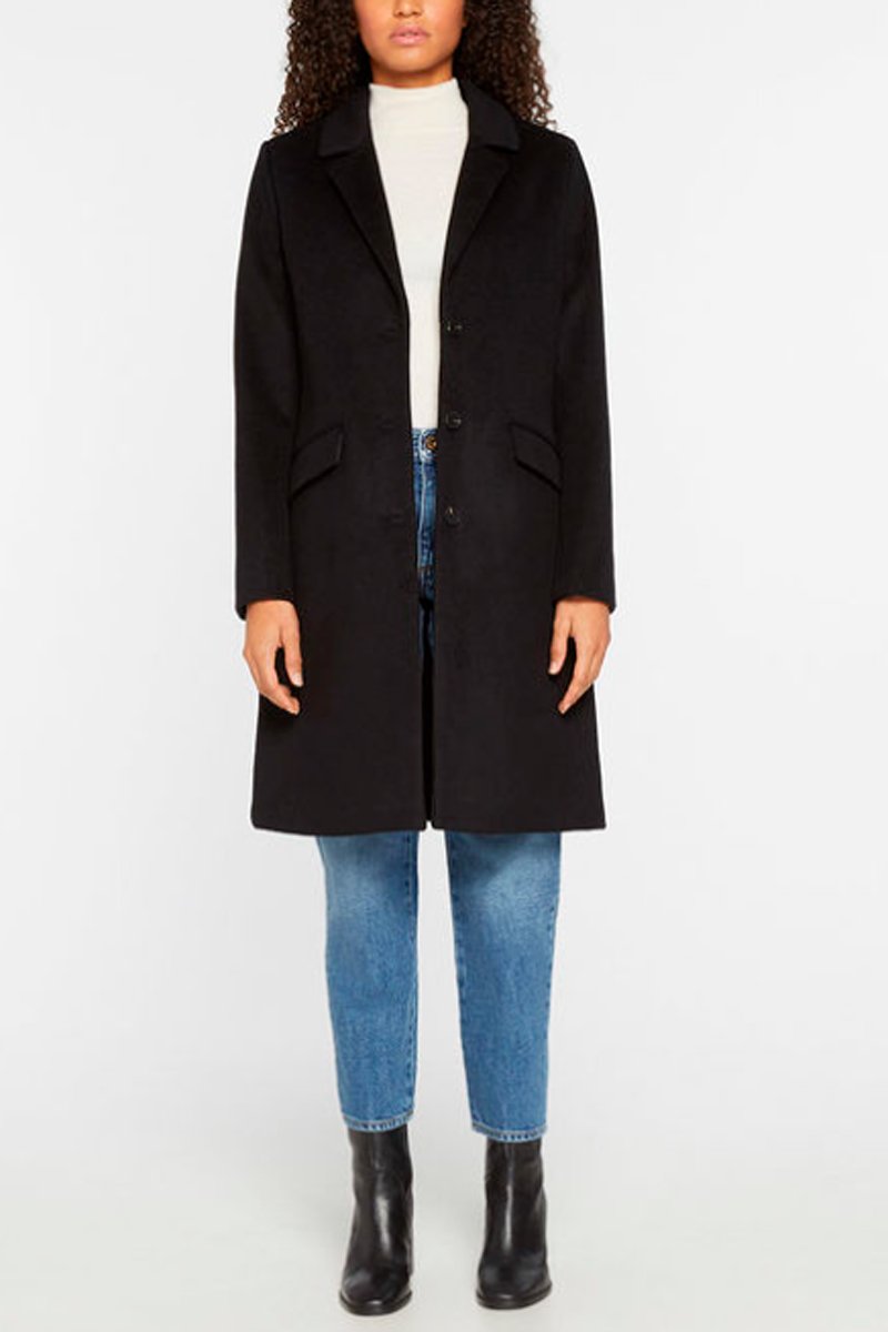 Manteau En Laine Recyclée - Noir