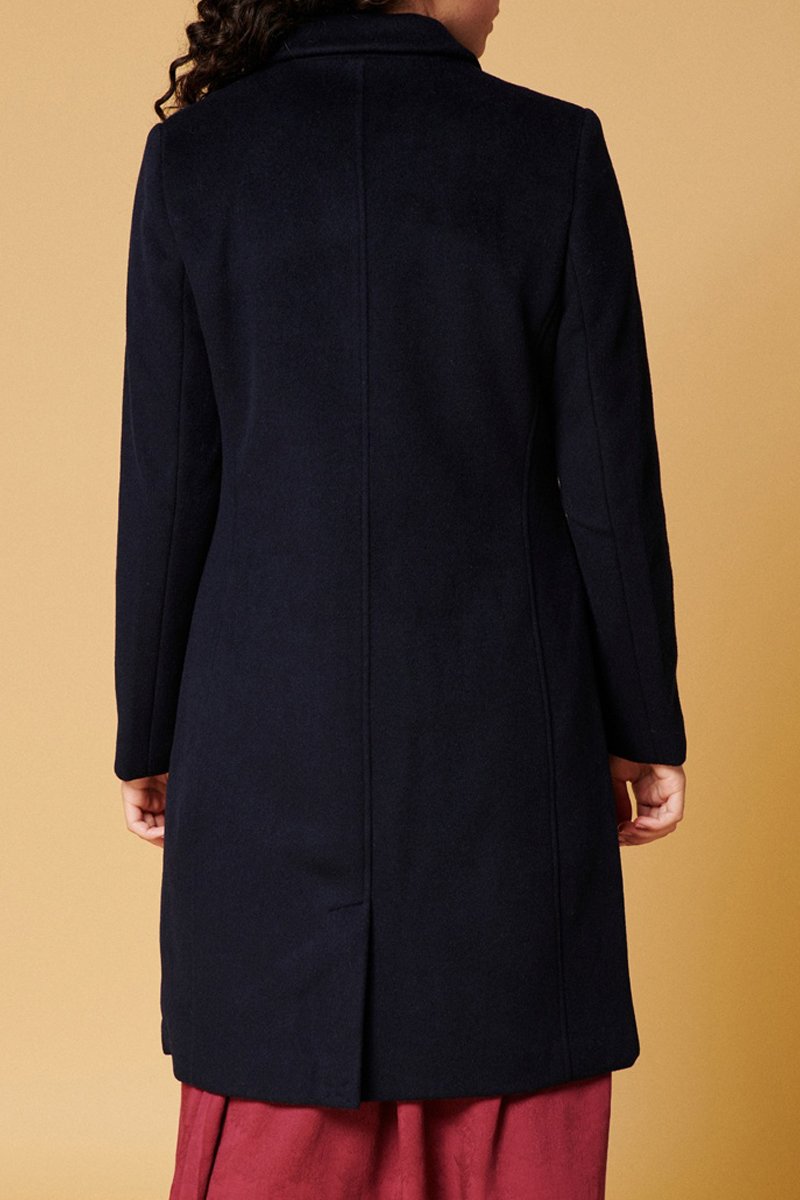 Recycled Wool Coat - Navy Blue