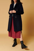 Manteau En Laine Recyclée - Bleu Marine