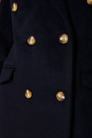 Manteau En Laine Recyclée - Bleu Marine