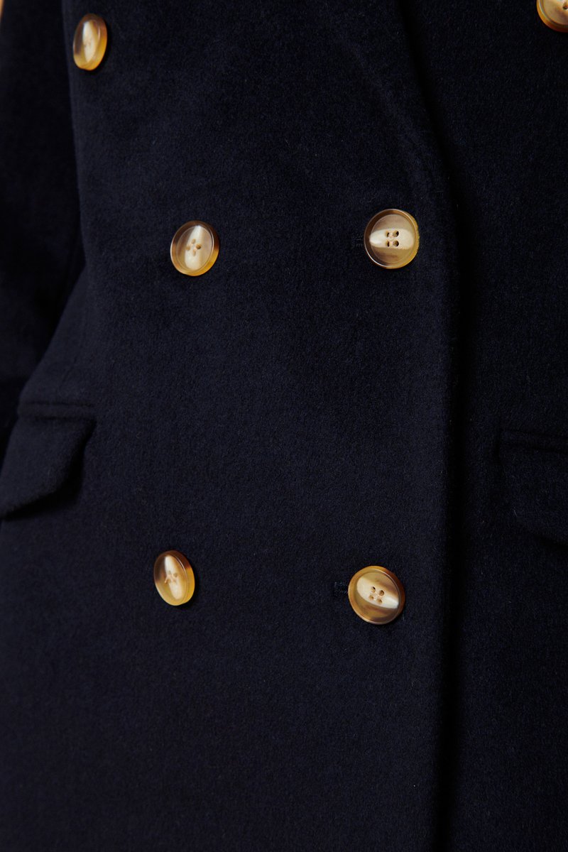 Manteau En Laine Recyclée - Bleu Marine