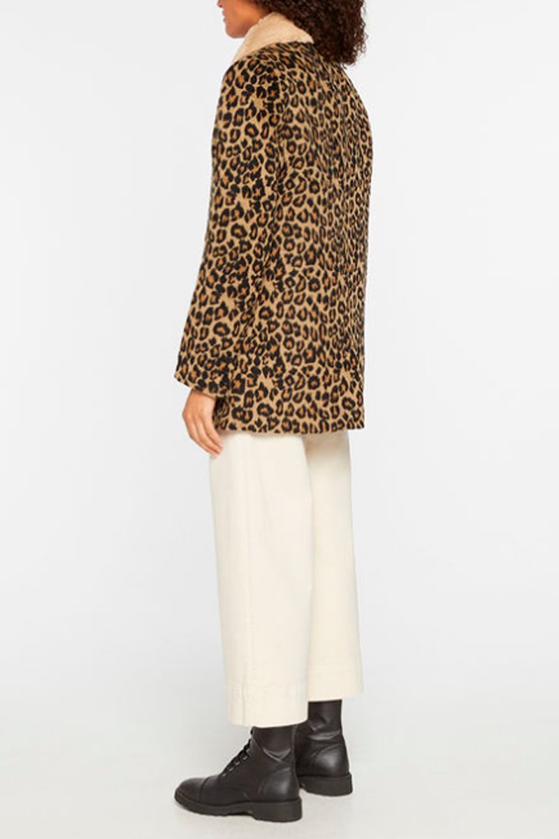 Manteau En Laine Recyclée - Beige Et Marron