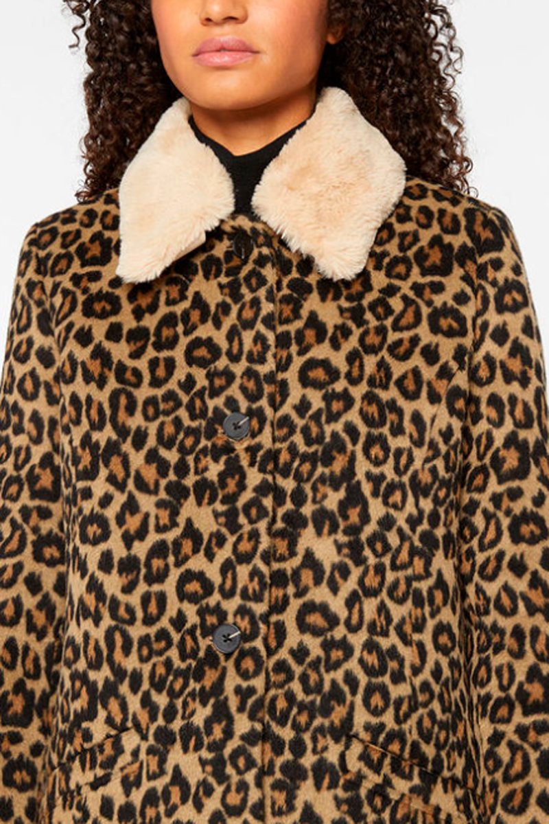 Manteau En Laine Recyclée - Beige Et Marron