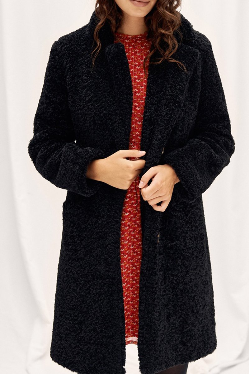 Manteau En Fourrure Synthétique - Noir