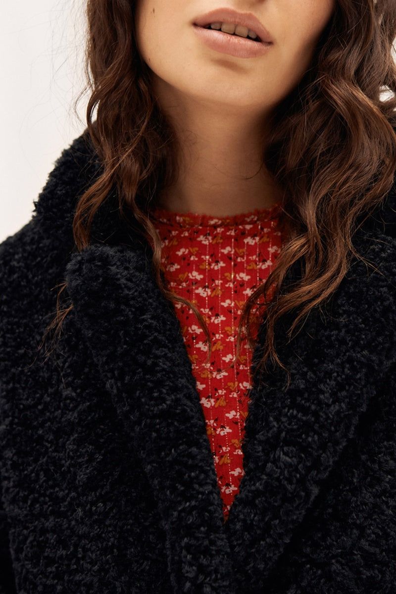 Manteau En Fourrure Synthétique - Noir