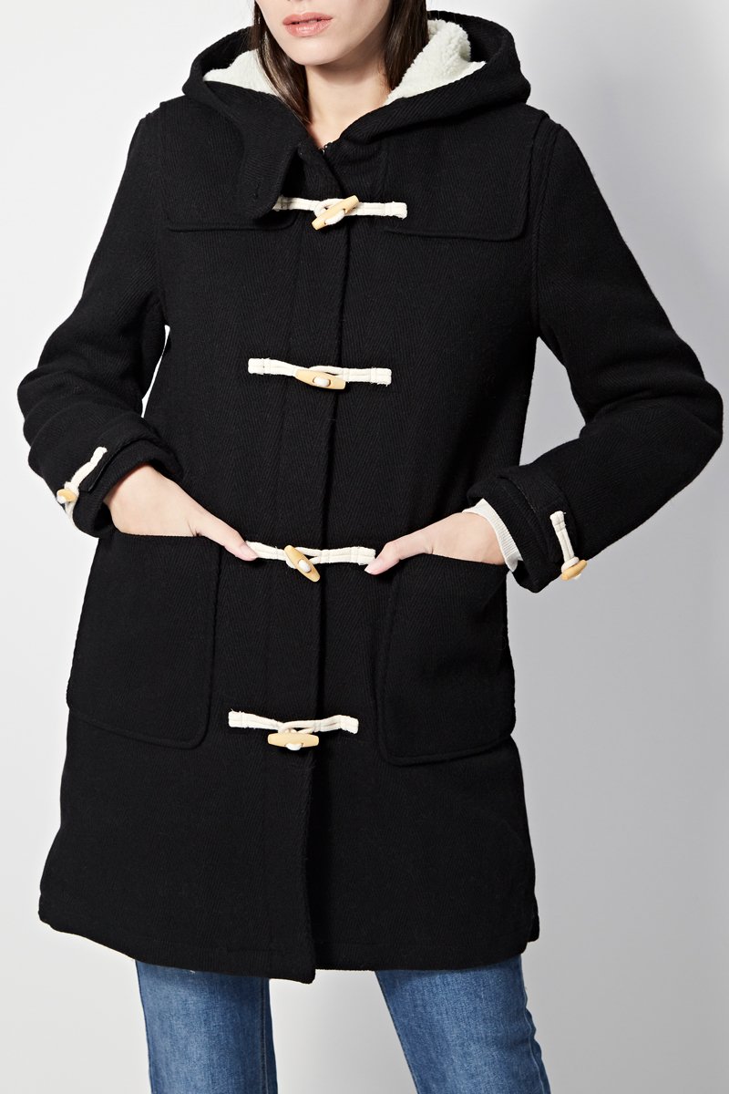 Manteau À Capuche En Laine Liverpool - Noir