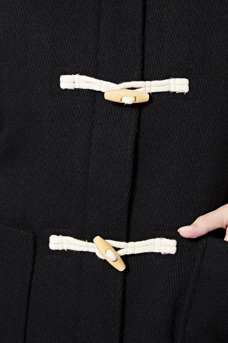 Manteau À Capuche En Laine Liverpool - Noir