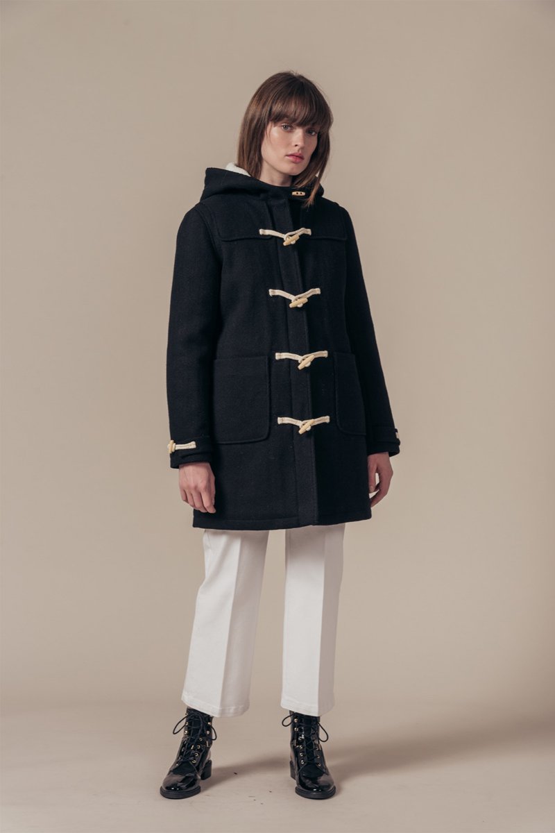 Manteau À Capuche En Laine Liverpool - Noir