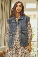 Veste Sans Manches En Jean Vione - Bleu