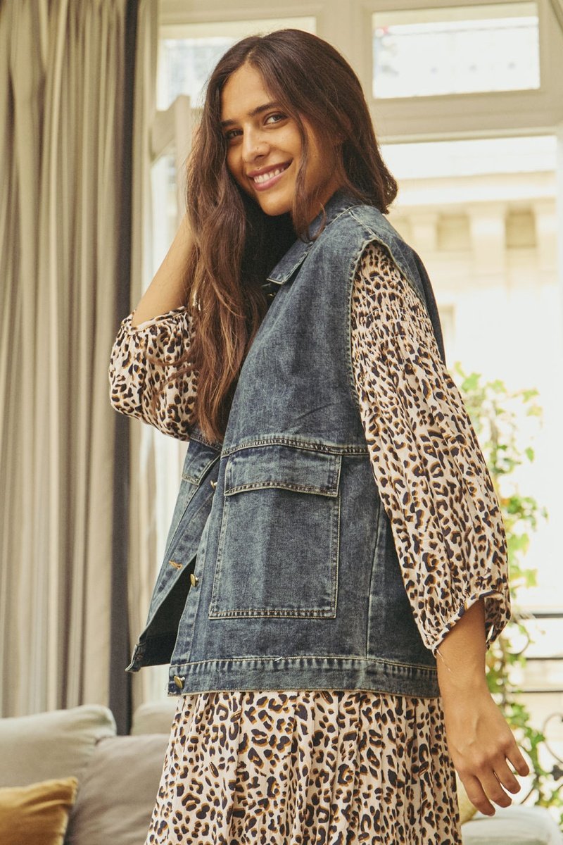 Veste Sans Manches En Jean Vione - Bleu