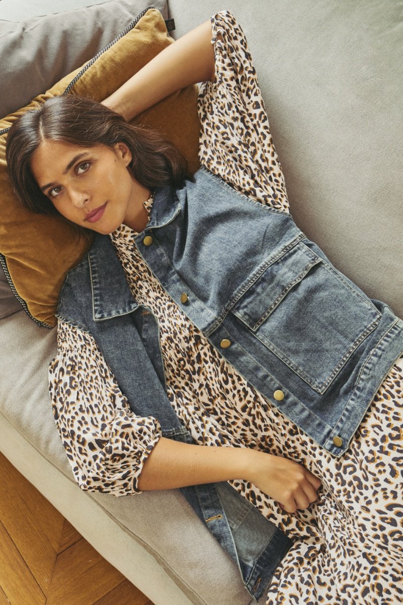 Veste Sans Manches En Jean Vione - Bleu