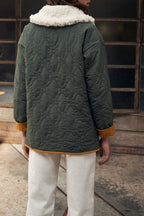 Reversible Quilted Linen Jacket - Mimosa Yellow and Khaki