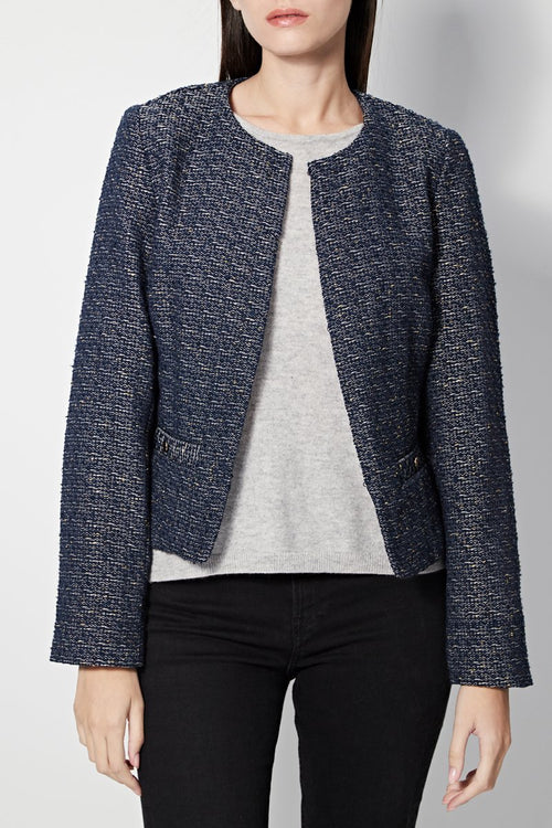 Veste En Tweed Velda - Bleu Marine