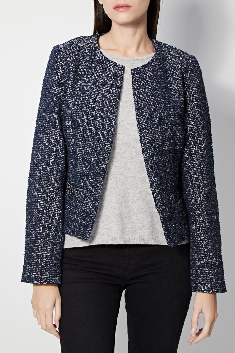 Veste En Tweed Velda - Bleu Marine