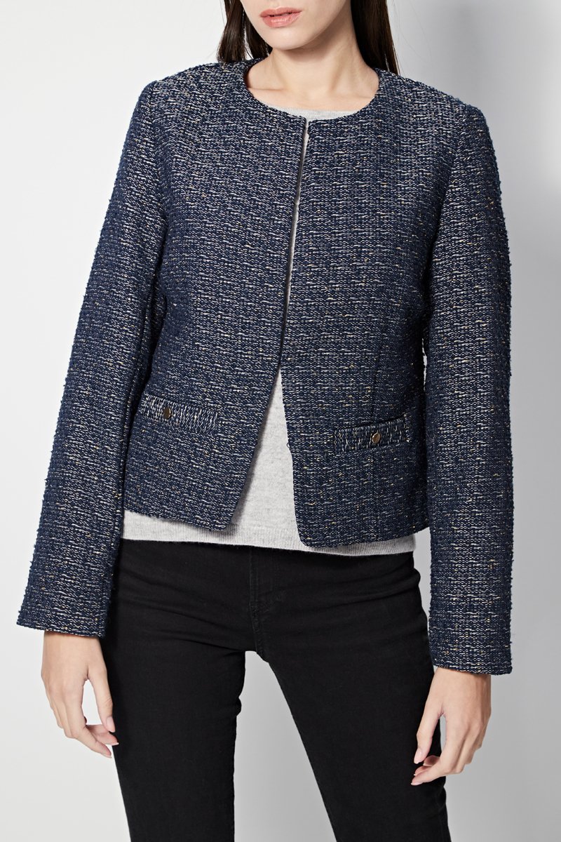 Veste En Tweed Velda - Bleu Marine