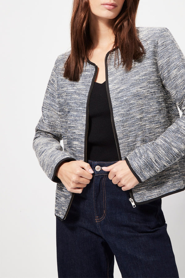Chaqueta corta texturizada - Negro jaspeado