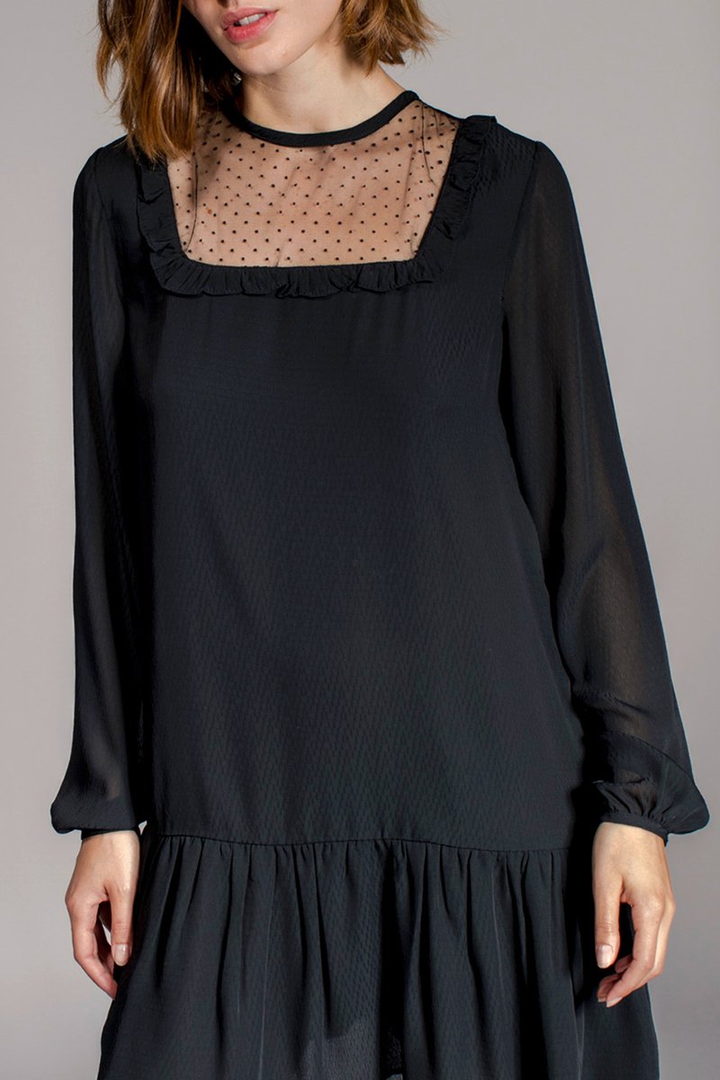 Vestido Robine de talle bajo - Negro