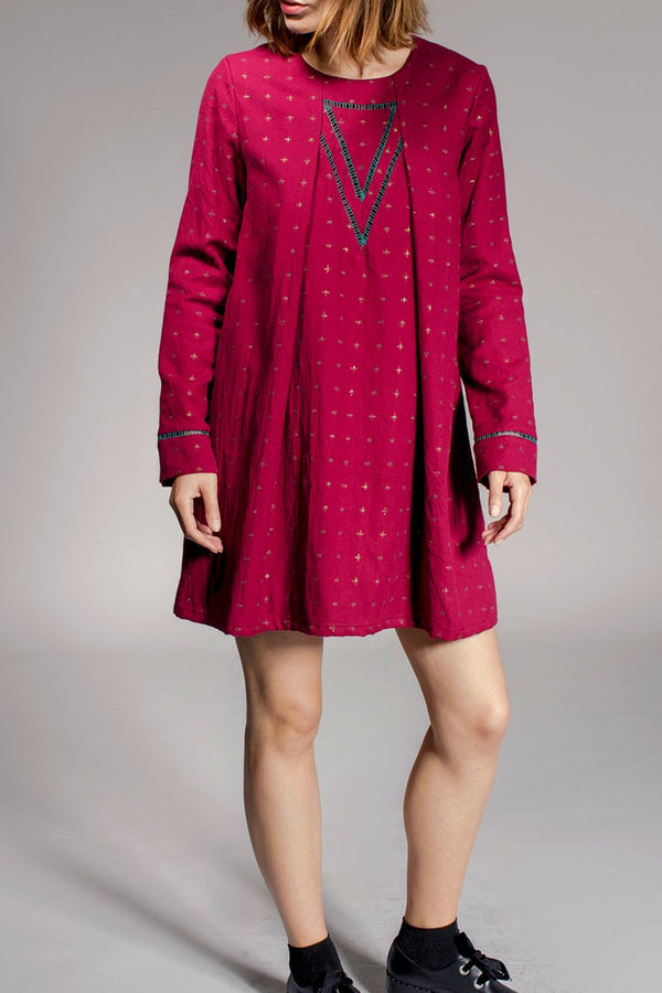 Vestido trapecio Rumba - Rosa oscuro
